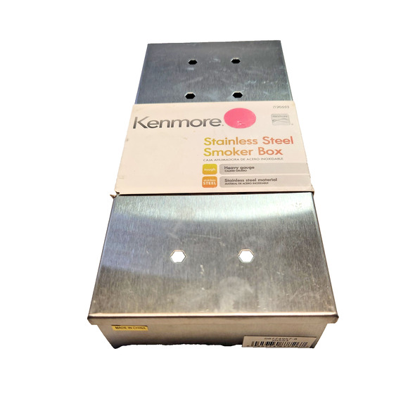 New! Kenmore Stainless Steel Wood Chip Smoker Box For Gas / Charcoal Grills BBQs - Picture 2 of 3